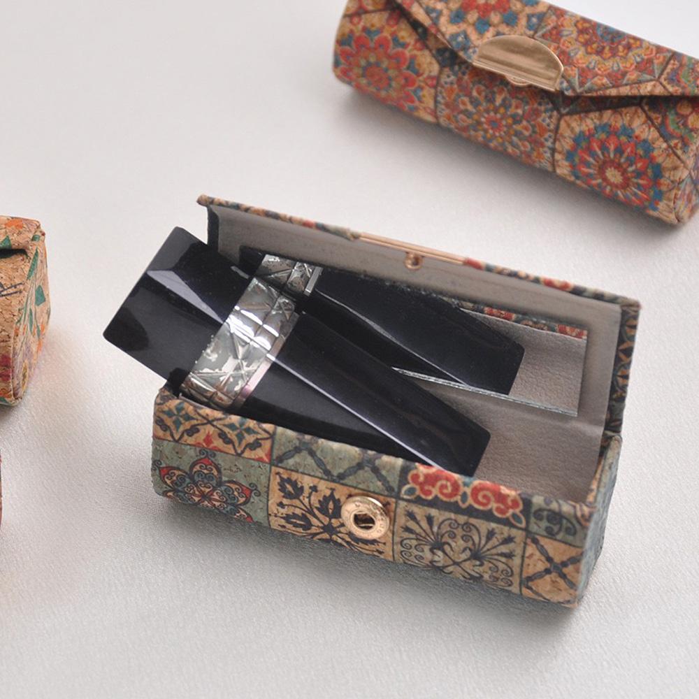 1 шт. - Усовершенствованная ретро-коробка для хранения помады с зеркалом - Мини и удобная, легко носить с собой коробка для помады для выхода в свет