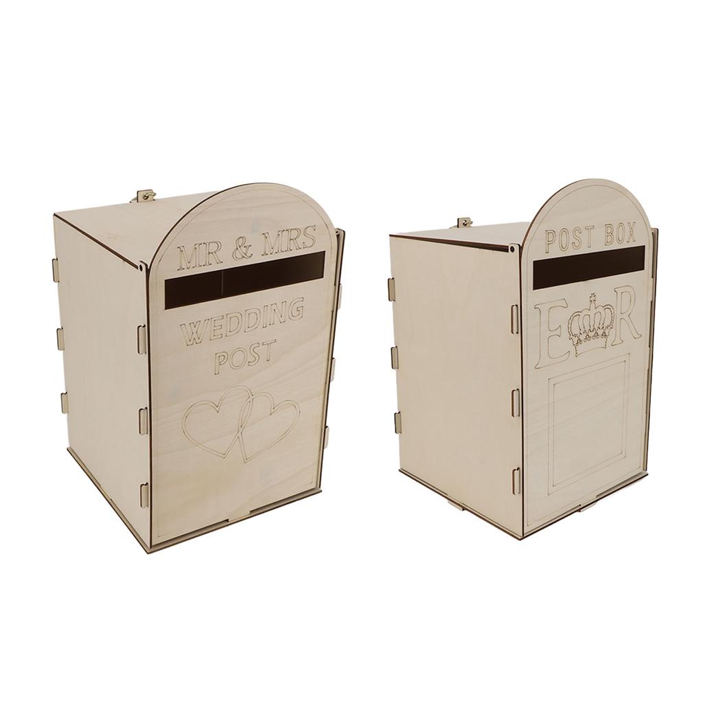 Деревянный свадебный почтовый ящик с замком-ключом из фанеры ручной работы, изысканный винтажный свадебный почтовый ящик для приема гостей