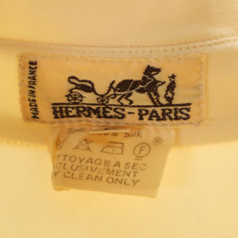 Hermes Блузка из французского шелка с длинным рукавом 38 бежевая Женская Б/у