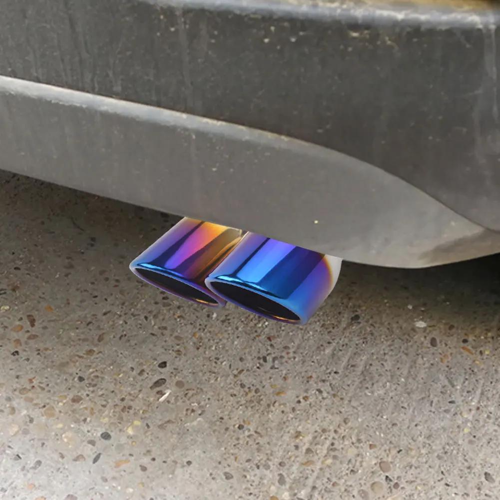 Bolt-on Dual Exhaust Tip Rolled Stainless Steel Square End One Change Two Double Slant Cut Tailpipe Muffler Tip 3 inch Inlet