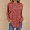 Spring Autumn Tops Solid Color Fashion Round Neck Long Sleeve T-shirt Women Casual Vintage Loose Elegant T-shirts