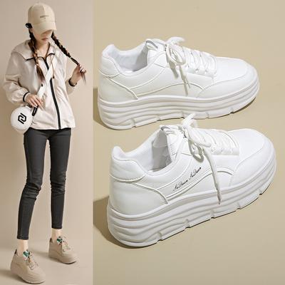 W3613 новая кожаная женская обувь 2034 осень белая обувь толстая подошва внутренняя высота увеличение модная повседневная обувь спортивная обувь для скейтборда