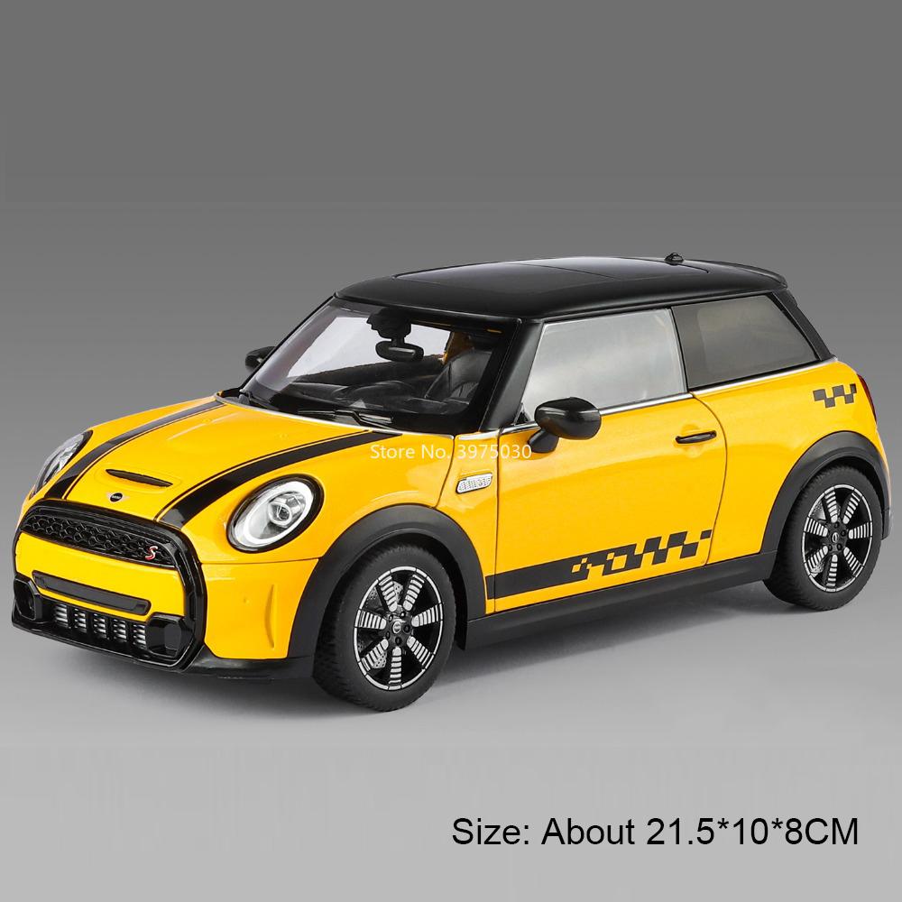 1:18 BMW Mini Cooper S Alloy Diecast Toys Models Cars Wheel Shock Absorption Miniature Vehicles Slide Forward Car Gifts for Boys