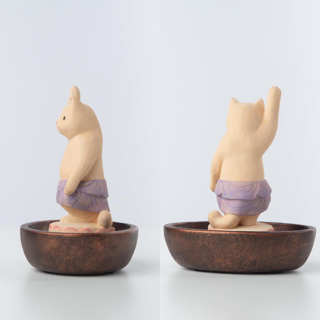 Cat Birth of Original Sculptor and Butsuya Sakai Wooden Carving Buddha Statue Lucky Feng Shui Ornament Tanjo Buddha, Shakyamuni, Supervisor - Figure,