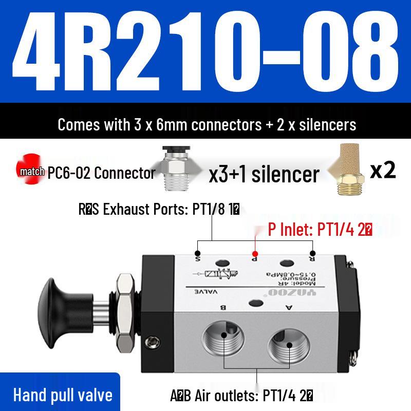 Pneumatic Hand Lever Valve 4R210 4H210-08, Cylinder Directional Control Valve 4H310 4R410, Manual Pneumatically-Controlled Valve.