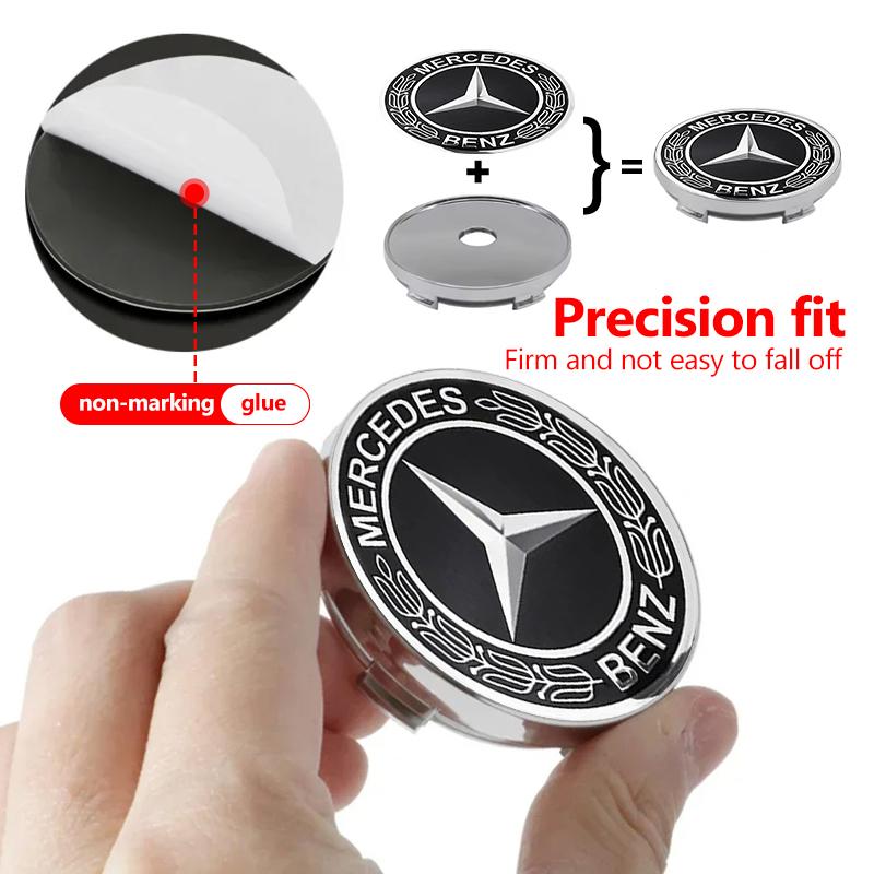 For Benz 4PCS Car Wheel Center Hub Cap Sticker Accessories AMG VIANO GLB GLC W108 W124 W126 W169 W176 GLE GLK AB1