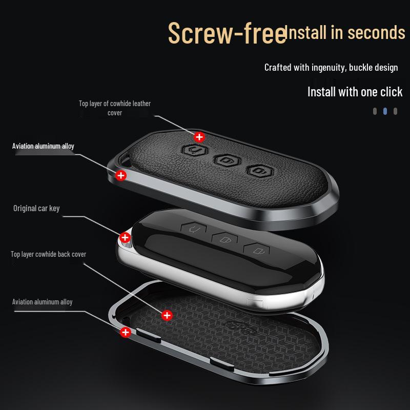 Metal Key Cover for 2020 Wuling Capgemini: Decorative Shell & Buckle