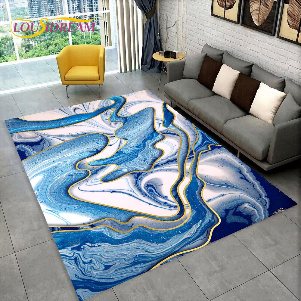 3D цвет золотого скандинавского мрамора, великолепный коврик, ковер для дома, гостиной, спальни, дивана, коврик для кухни, декор для кухни, нескользящий напольный коврик