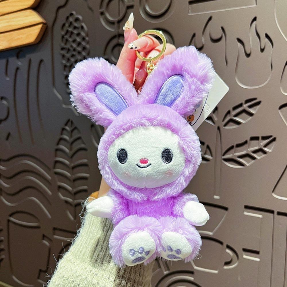 Cartoon Small Animal Keychain Stuffed Car Key Ring Fashion Rabbit Plush Dolls Pendant Students