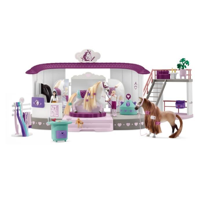 Écurie Schleich Salon de Beauté Sofia's Beauties avec Accessoires de Pansage et Figurines Schleich Chevaux - Coffret de 99 Pièces