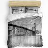 New York English Text Landscape Duvet Cover with Pillow Case Custom 3pcs Bedding Set Quilt Cover Double Bed Home Textile