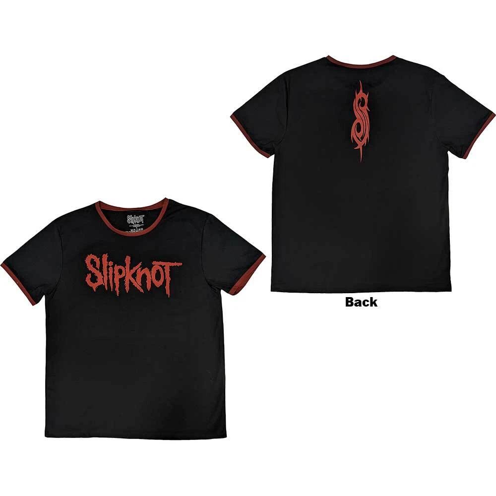 Slipknot 'Логотип' Черная футболка с контрастными манжетами и воротником - НОВАЯ