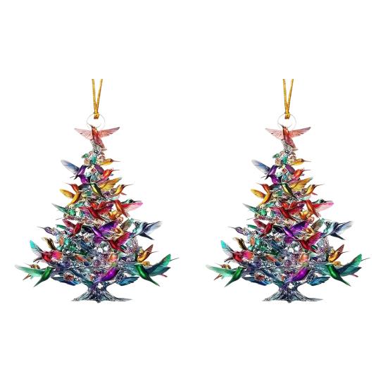 Колибри Рождественское украшение Красочный Стек Птица Подвесное украшение Двустороннее Акриловое Украшение на елку для Любителей птиц Подарки