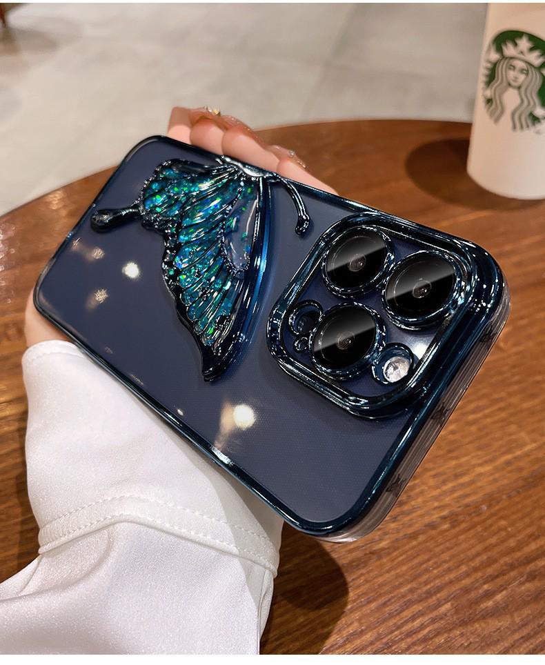 Прозрачный чехол Quicksand Butterfly для iPhone 15 Pro Max/14 Pro.