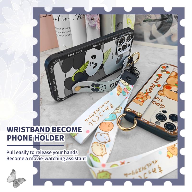 Back Cover Protective Phone Case For Cubot Note21 Cartoon Dirt-resistant Lanyard Anti-knock Wristband Ring Kickstand