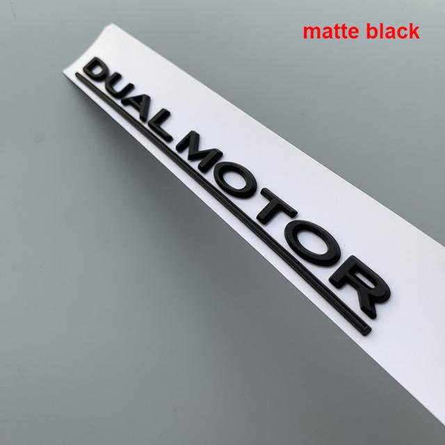 ДВОЙНОЙ МОТОР, подчеркнутые буквы, эмблема для модели 3, Стайлинг автомобиля, ремонт, высокопроизводительный значок на багажнике, наклейка, хром, черный
