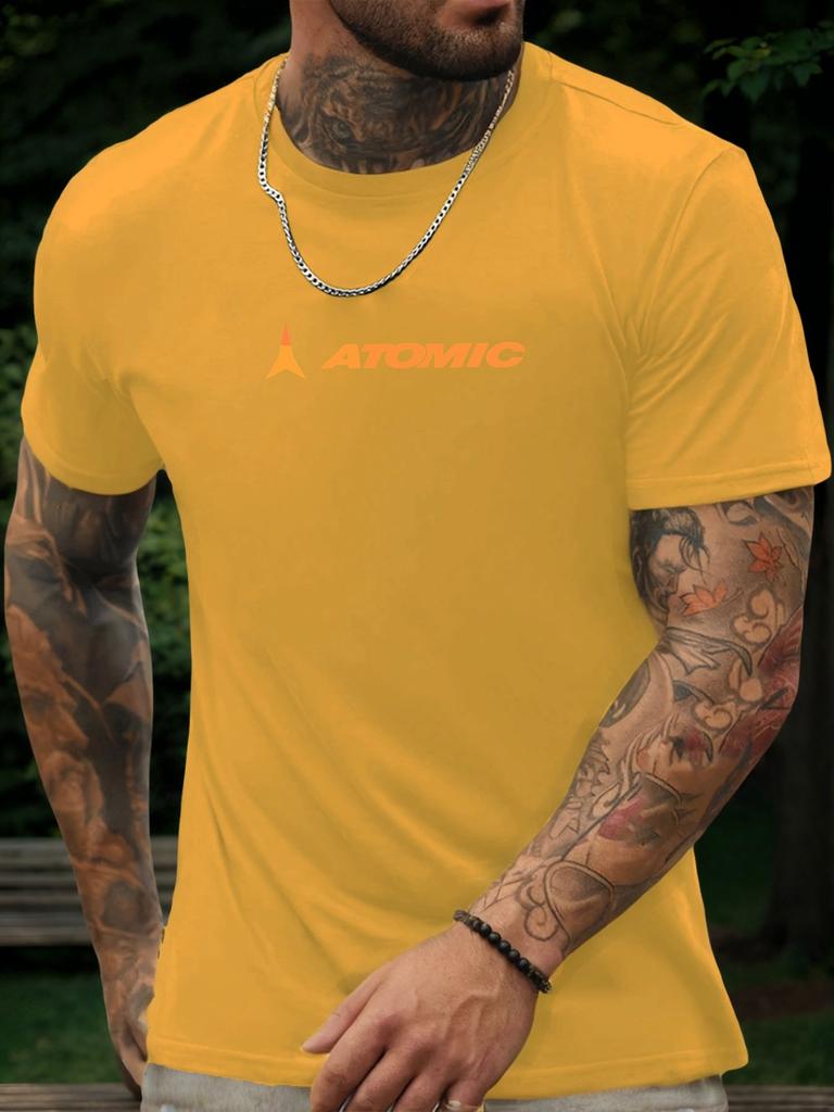 Футболка с коротким рукавом ATOMIC Мужская 100% Хлопок С рисунком Летняя С круглым вырезом Дышащая Повседневная Модная Крутая Футболка