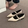 New Spring Shoes Women's Fashion Vintage Satin Low Heel Pointed Shallow Cut Mary Jane Single Shoes