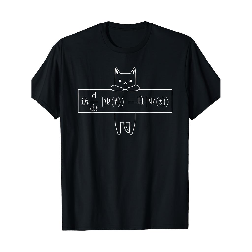 Quantum Mechanics Cat T-shirt Physics Themed Printed Women Tee Comfortable Top Round Neck Short Sleeve Casual Clothing