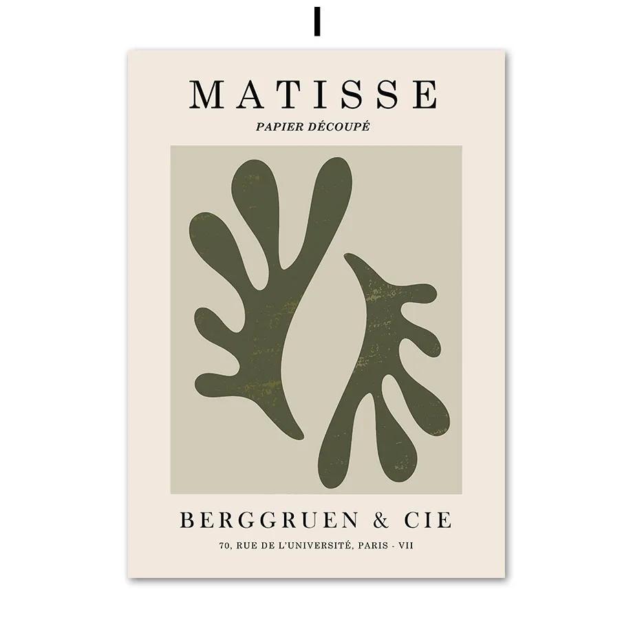 Matisse Green Leaf Coral Geometry Flower Market Posters And Prints Wall Art Canvas Painting For Living Room Decorative Pictures