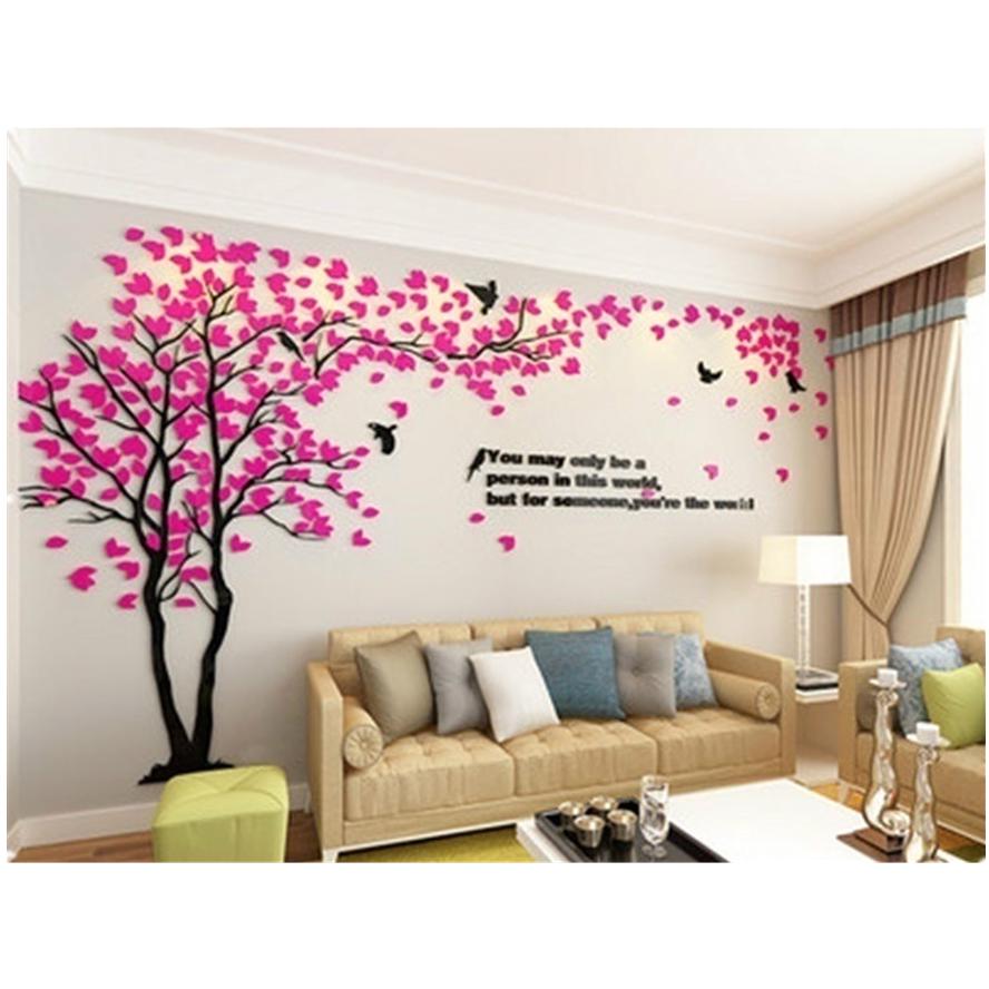 Зеркало Гостиная Наклейки на стену Дерево Стерео ТВ Диван Фон Кристалл Наклейки на стену