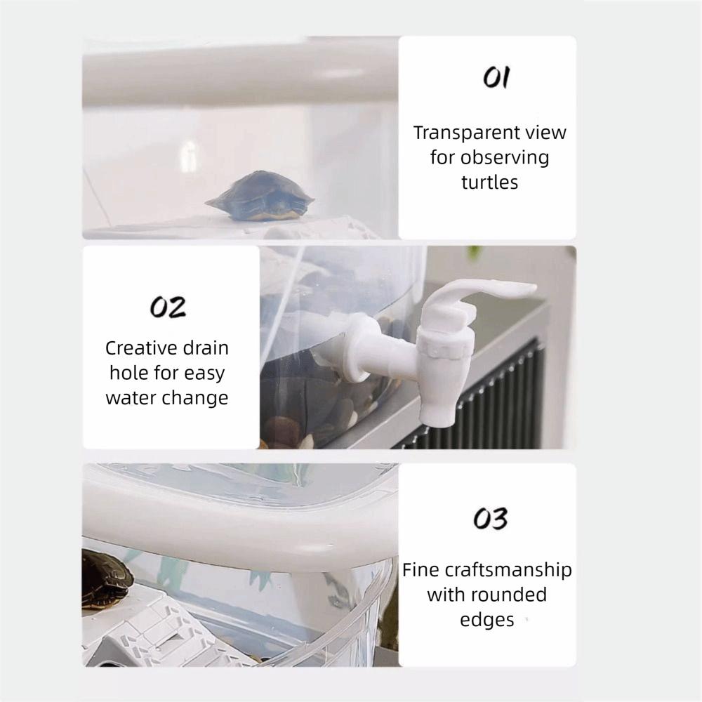 Transparent Reptile Habitat with Drain Valve Ecological Fish Tank for Turtles Snake Lizard