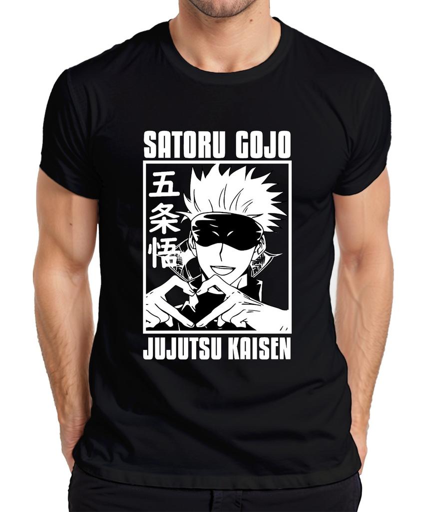 Satoru Gojo Jujutsu Kaisen Anime Fan Gift Blindfold Heart Hand Mens T-Shirt-