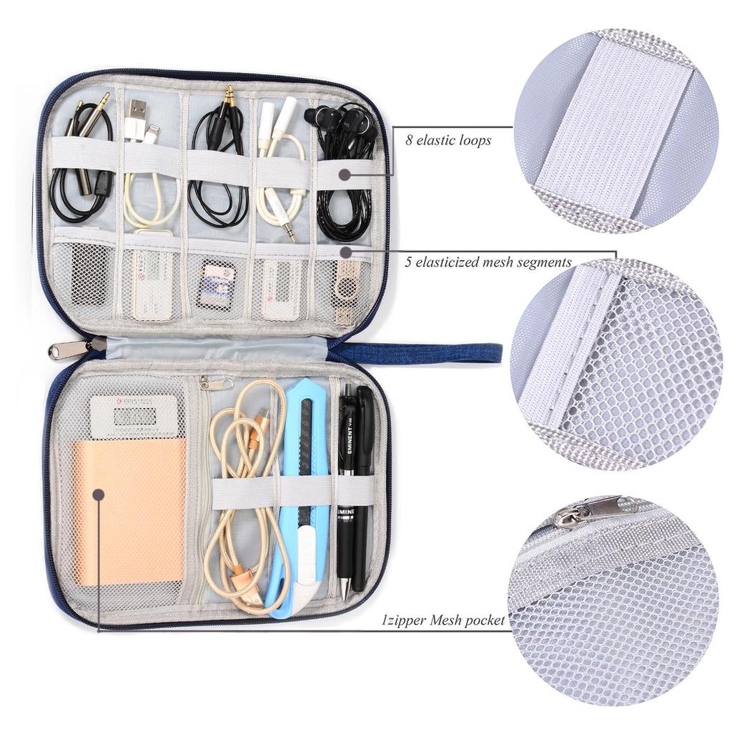 Сумка-органайзер для кабелей. Дорожный органайзер для электроники. Аксессуары для электроники. Чехол для зарядного устройства, внешнего аккумулятора, сотового телефона, флэш-карты, USB, шнура.