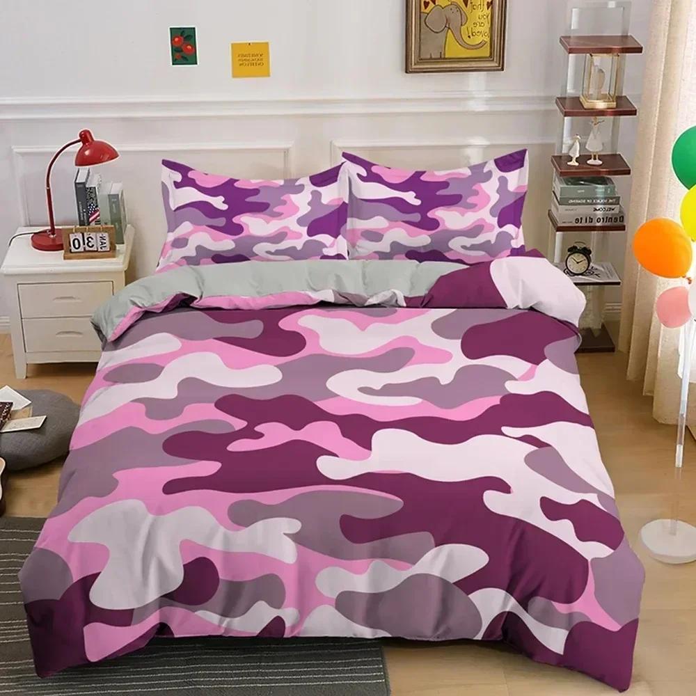 Cool Boy Girl Kid Adult Set Camouflage Bedding Set Duvet Cover Sheet Printed Bed Set Pillowcase Bed Full Queen King Size Bedroom