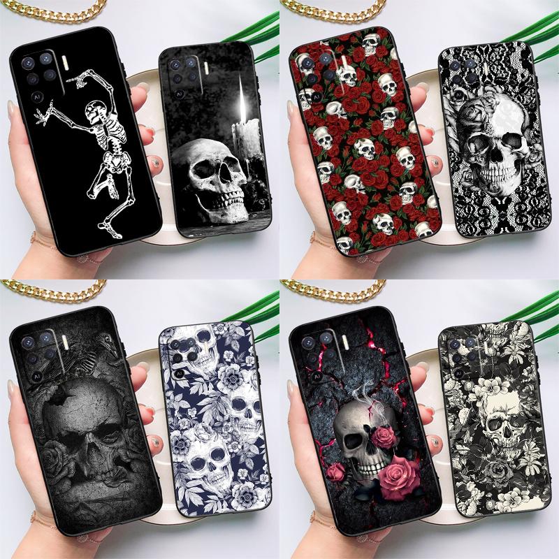 Gothic Fashion Skull Case For OPPO A74 A93 A83 A91 A53S A9 A5 A31 A53 2020 A15 A16 A1K A52 A72 A94 A54 Cover