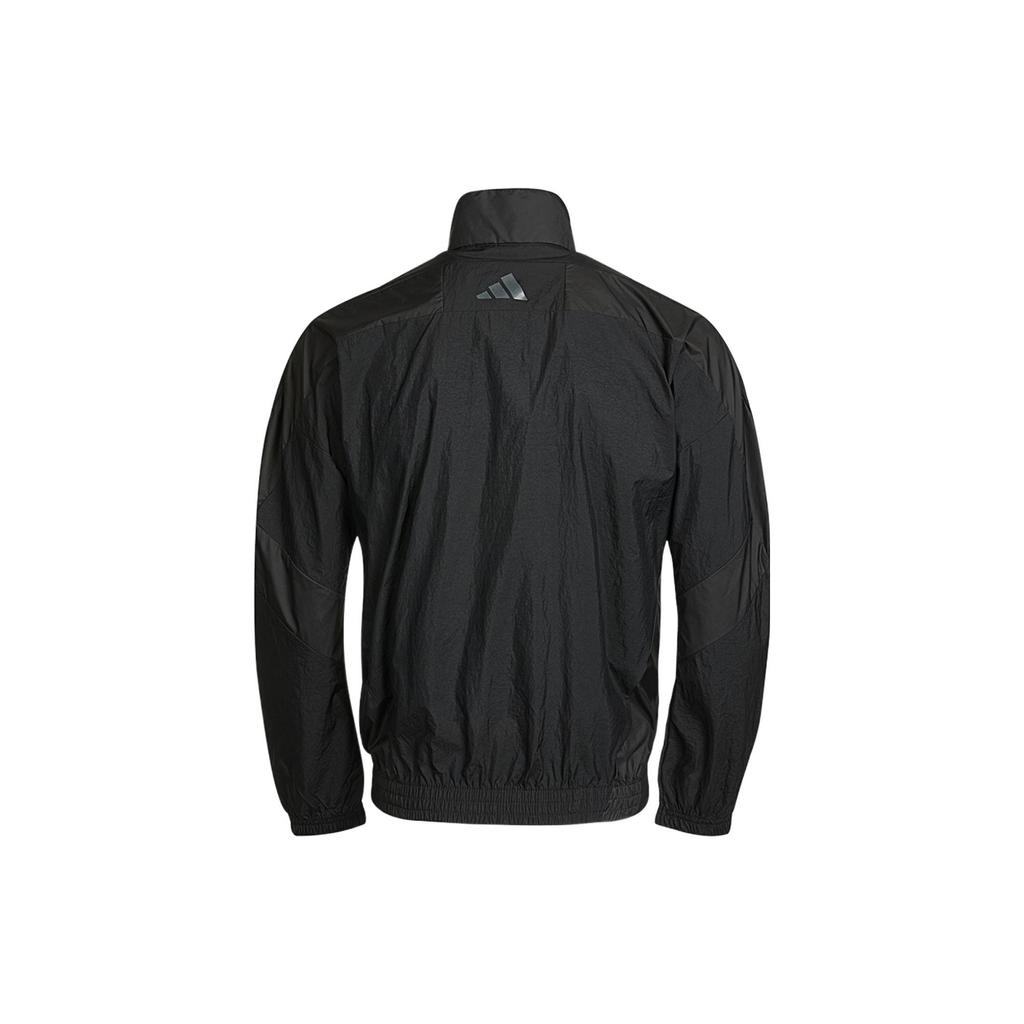 Adidas Logo Print Solid Stand Collar Jacket Autumn Men Jacket Black GQ1186