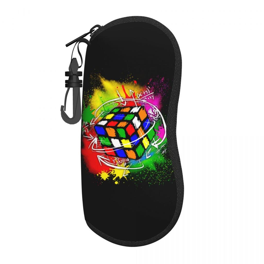 Custom Vintage Rubiks Cube Math Lover Sunglasses Soft Case Neoprene Zipper Shell Eyeglass Case Protective Box For Glasses