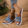 2025 лето новые повседневные джинсовые пляжные шлепанцы большого размера на мягкой плоской подошве, крутые шлепанцы