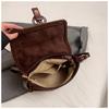 Ielgy Suede Large Capacity Autumn Winter Shoulder Messenger Bag Commuter Small Square Bag