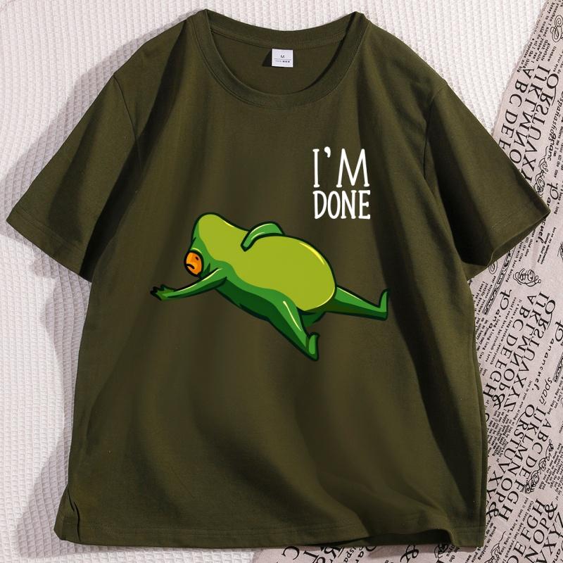 Kawaii Dead Tired Frog T Shirt Cute Sleepy Cotton Short Sleeve Tshirt Streetwear Trendy Round Neck Graphic Tees Male Clothing