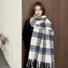 Soft Plaid Knitted Scarf Classic Women Thickened Scarf Gifts Long Tassel Neckscarf  Spring