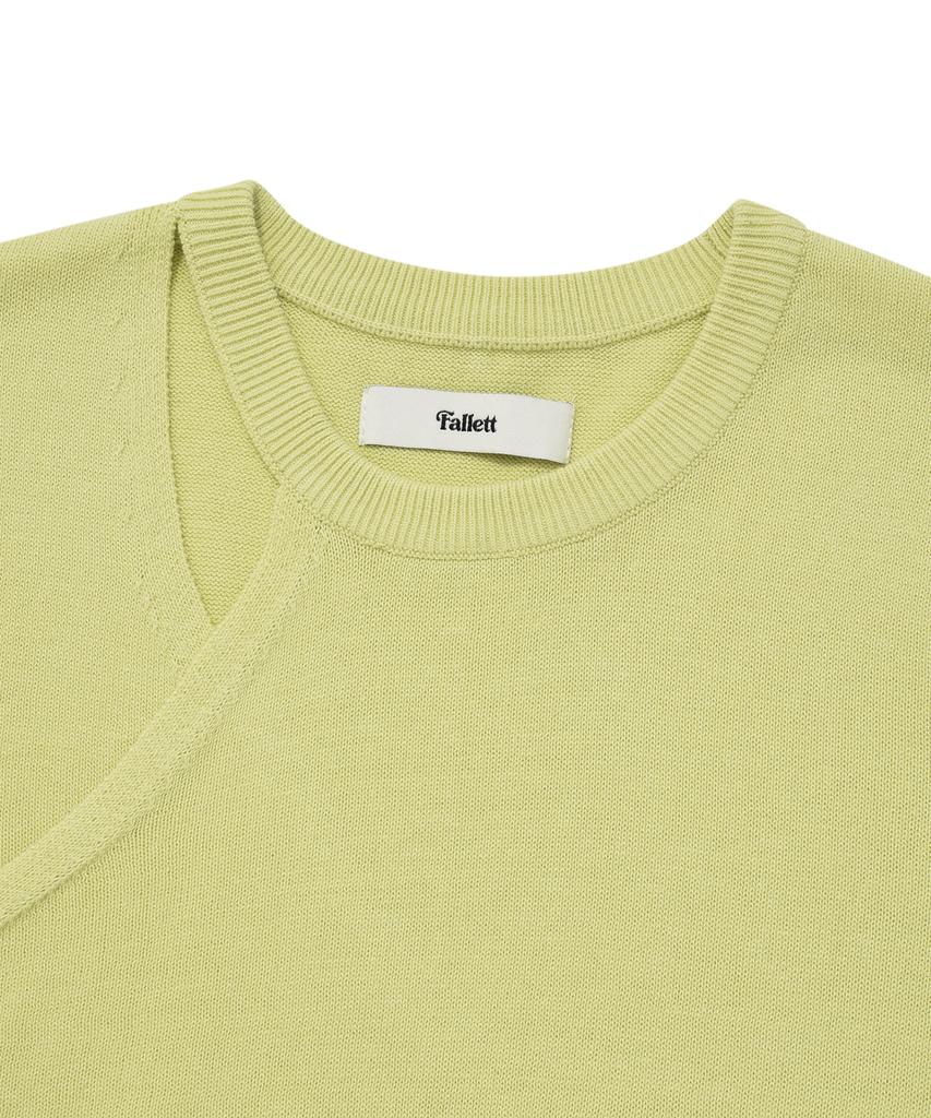 FALLETT Cutout Short Sleeve Knit Lime