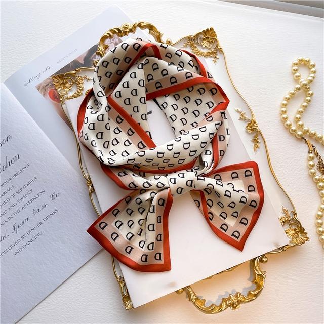 Silk Ribbon Scarf Satin Headkerchief Luxury Long Hair Hand Design Fashion Print Wrist Foulard Bandana Neck Tie Scarves