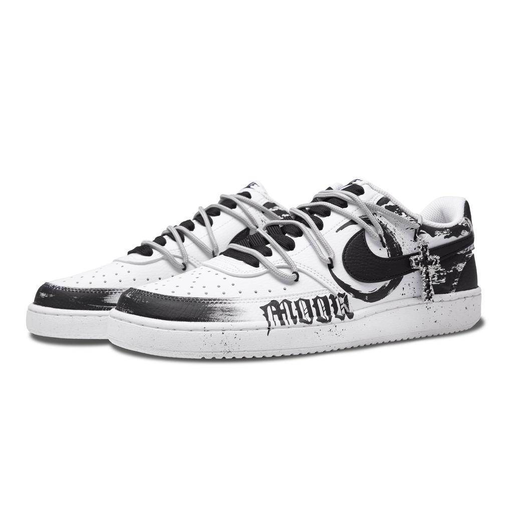 Nike Court Vision 1 Рыцарь Лунного Света Нескользящие Износостойкие Низкие Скейтбордические Кроссовки Мужские Черный Белый DH2987-101(Команда348-)