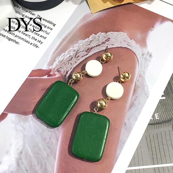Заявление DIY деревянные геометрические квадратные круглые висячие украшения женские серьги в стиле ретро