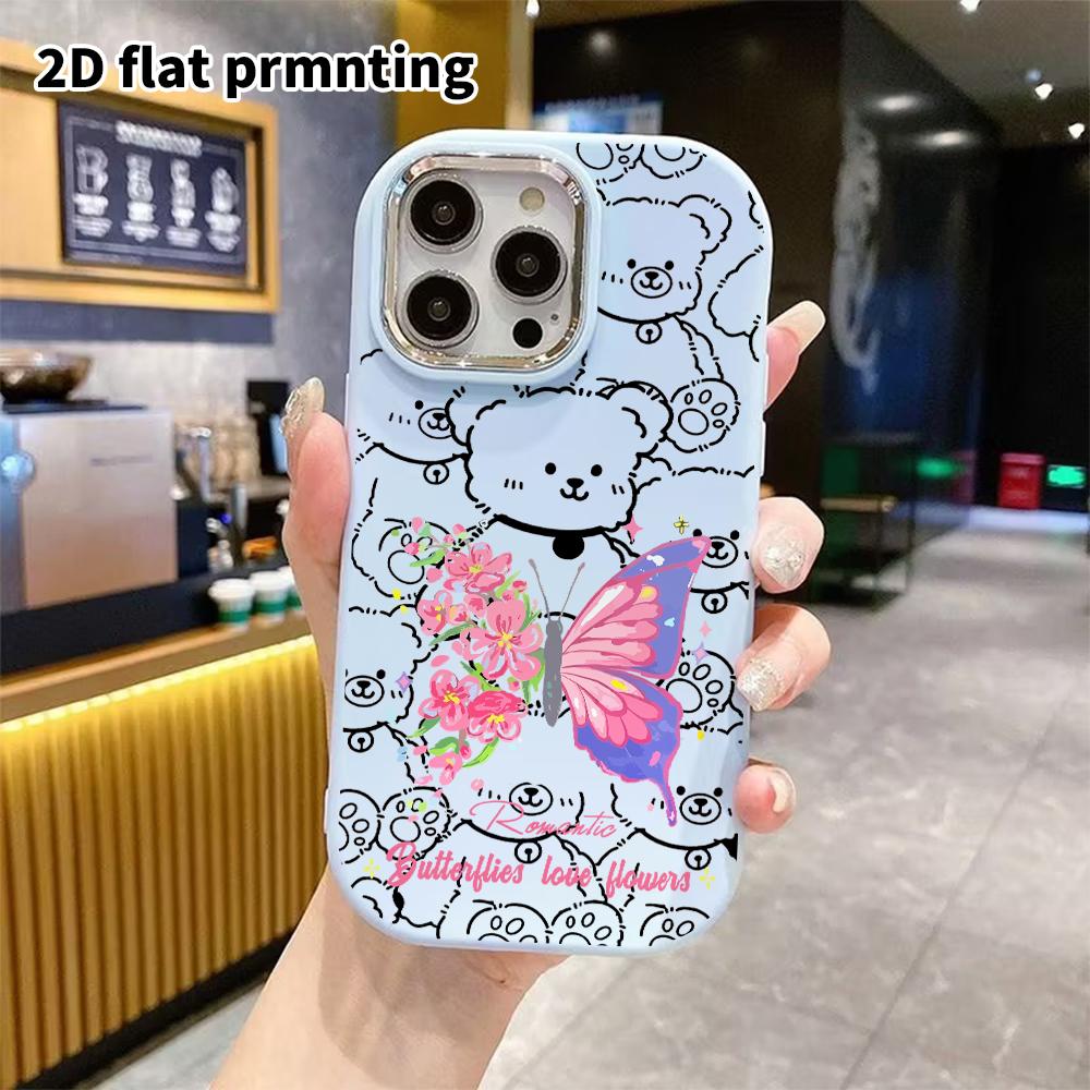 Чехол для телефона: Плоский 2D дизайн, подходящий для защитного чехла iPhone 18 17 16 15 14 13 Pro, стиль для пары, нежный и романтичный, подарок на Рождество и Хэллоуин