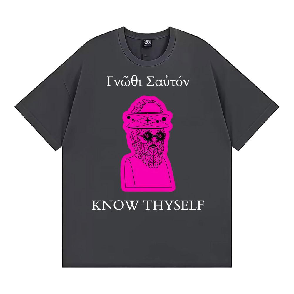 Socrates Know Thyself Philosophy Teacher Stoic Quote TShirt Mens Women Hot Sale Classic TShirt Oversized Short Sleeve T Shirts