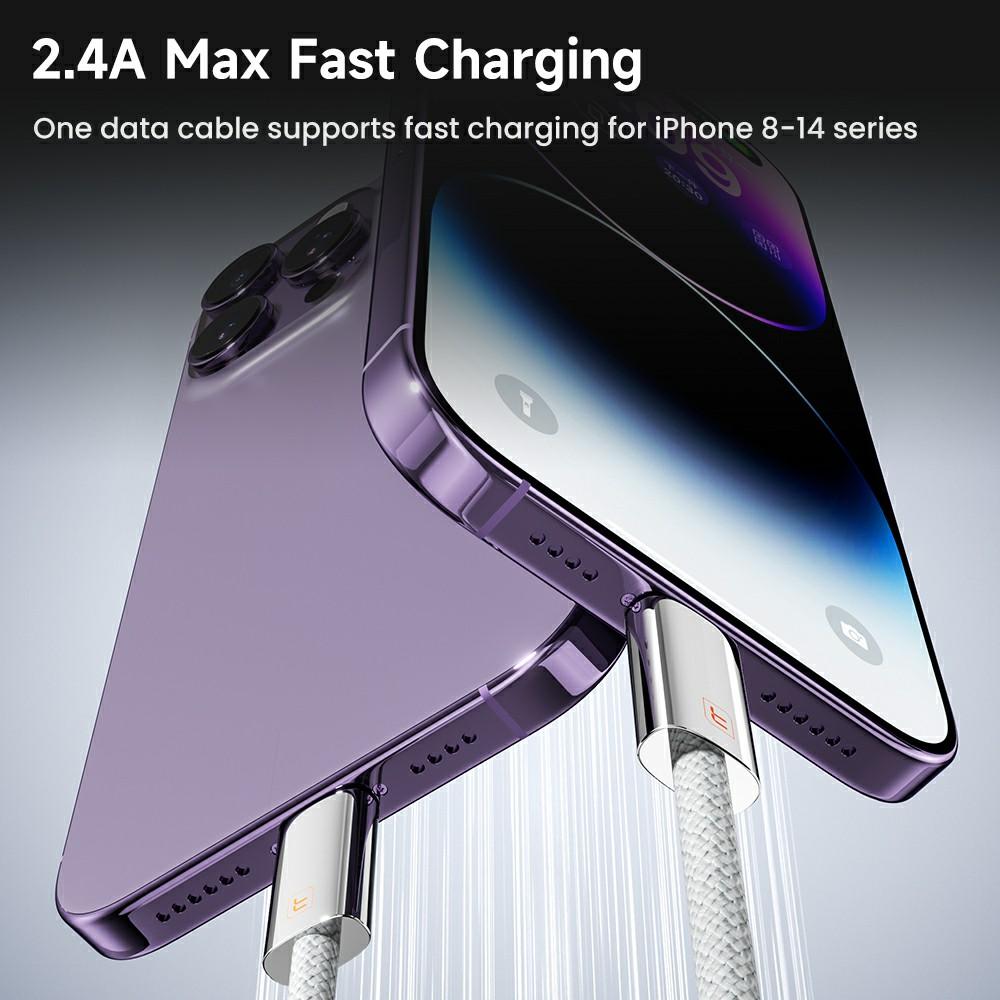 TOOCKI TX110A1 1m 12W Mini Zinc Alloy USB-A to iP Cable 480Mbps Data Transfer Cable with Smart Chip