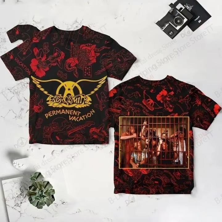 Новая горячая винтажная футболка с 3D-печатью группы Aerosmith для мужчин и женщин, модная хип-хоп футболка с коротким рукавом, рок-топы, футболки, мужская одежда