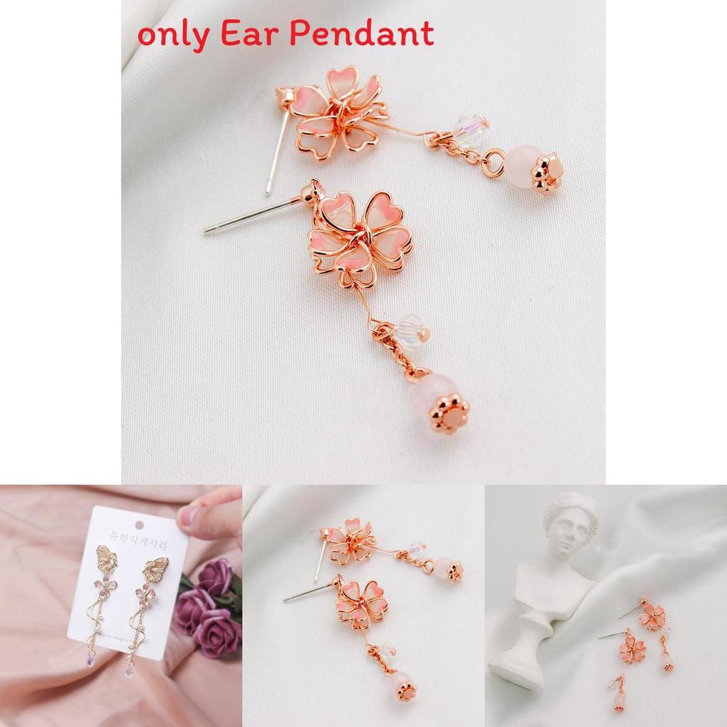 Элегантные асимметричные серьги с сакурой и геометрической формой для летней моды