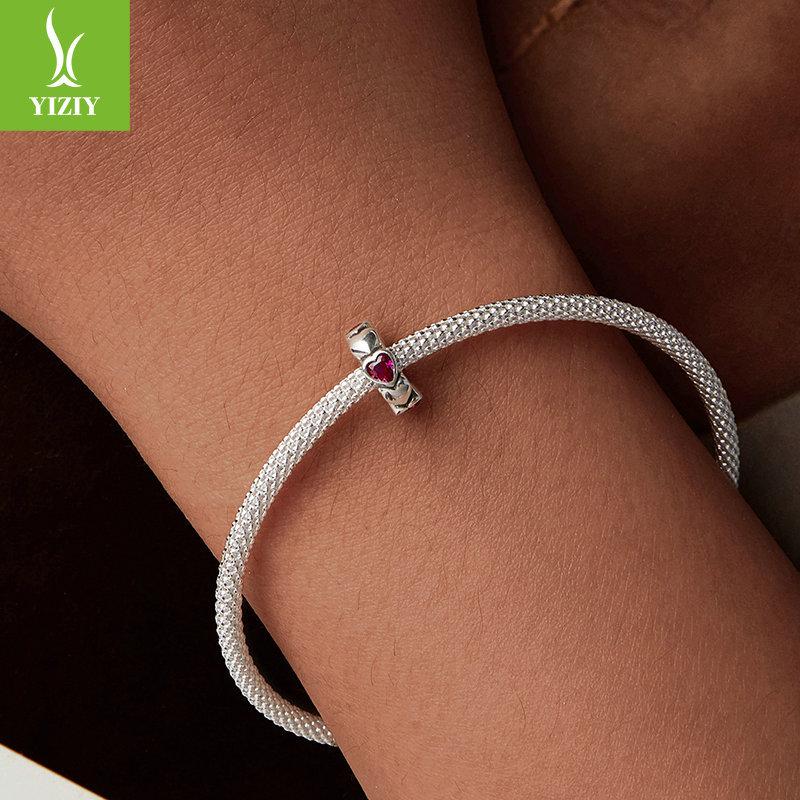 Love Splicing Diy Silicone Positioning Bracelet Beads, Fashionable And Versatile S925 Sterling Silver Heart-Shaped Beads