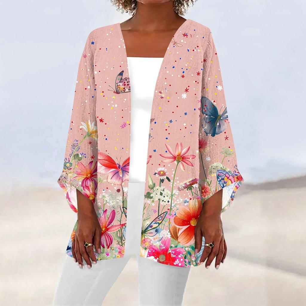 Женская повседневная модная легкая куртка средней длины с принтом, кардиган