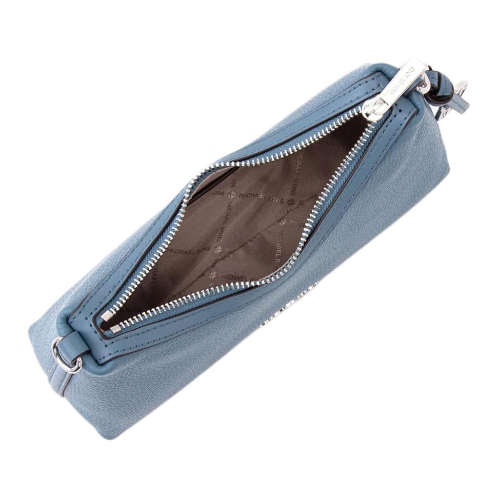 Michael Kors Sammy Silver Logo Charm Leather Shoulder Bag Small Women shoulder bag Blue 35T6S8SC5L-DENIM