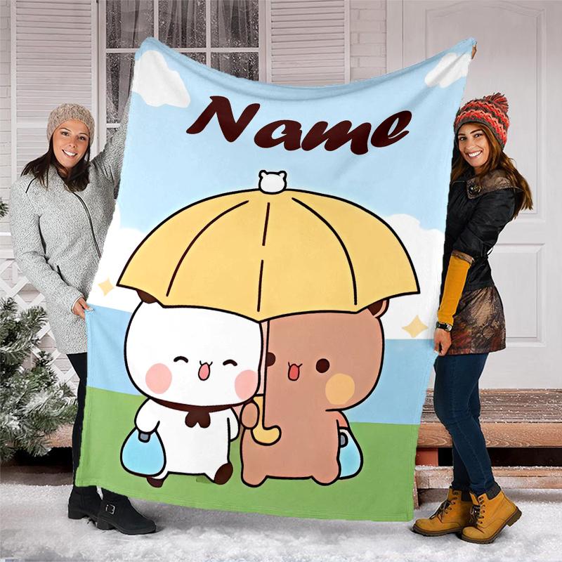 Personalized Custom Name Blanket - Bubu and Dudu Print Design,Blanket for Sofa,Bed,Travel,Camping - Soft and Warm, Great Gift