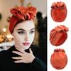 Turban Hat Retro French Style Flower Decor Women Hat Solid Color Breathable Wind-proof Headwear Daily Wear